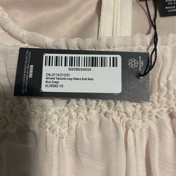 NWT PrettyLittleThing Almond Textured Boat Neck Mini Dress Womens 12 - Picture 4 of 4